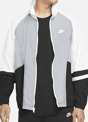 Кофта спортивна нейлонова nike trend unlined jacket 'grey white black' dd6171-065