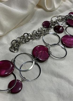 🍇✨ винное массивное колье сотуар кольца фуксия винный акрил серебристой металл modernist space age ✨🍇
