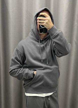 Чоловіче бавовняне худі h&m loose fit, relaxed fit оригінал, сіре базове худі hm