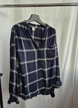 Жіноча сорочка h&m у клітинку синя eur 40 (l)