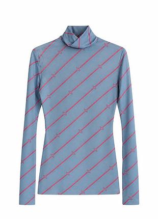 Блакитний брендовий kobycras blouse гольф з рожевим діагональним принтом cras