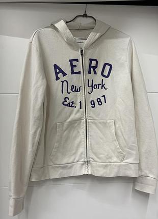 Базова молочна кофта zip-худі aeropostale new york / кофта на змійці (маломірить, на m/l)