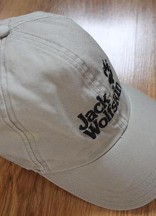 Кепка jack wolfskin baseball cap / бейсболка унісекс пісочно-сіра органічна бавовна