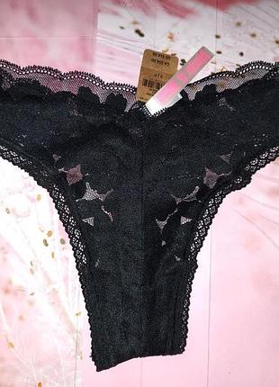 Трусики жіночі victoria's secret мереживні чорні розмір s оригінал