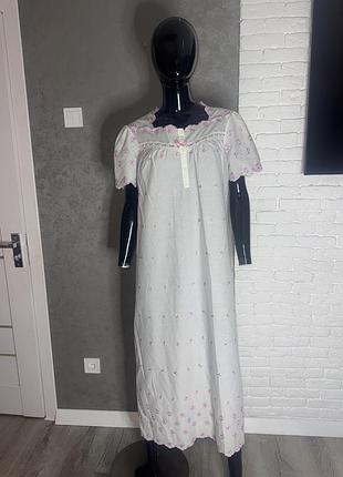 Віньажна нічна сорочка нічнушка з вишивкою marks&spencer, l-xl