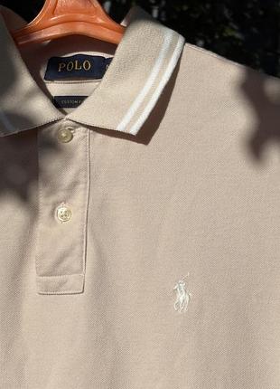 Футболка-поло polo ralph lauren бежева custom fit