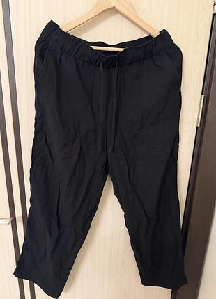 Черные легкие брюки h&amp;m на резинке со шнурком, m