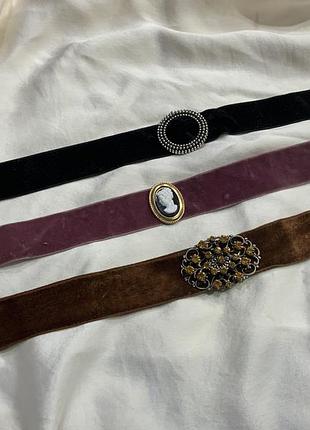 💎🖤 набір із трьох вінтажних оксамитових чокерів ретро retro velor choker set ✨🖤
