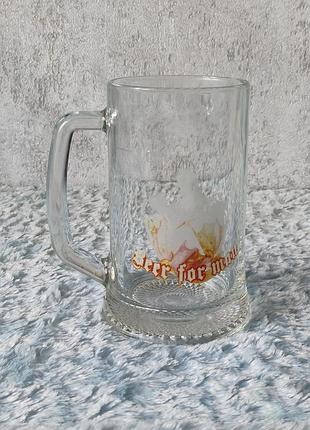 Пивная кружка стеклянная «beer for men», бокал для пива 0.5 л