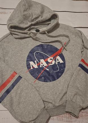 Жіноча спортивна кофта nasa з капюшоном сіра