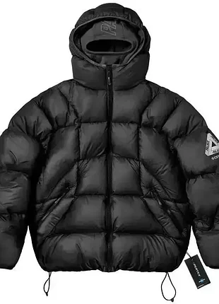 Стильна куртка palace з балаклавою, чорний пуховик палас, palace puffer balaclava