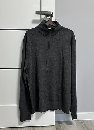Чоловічий 1/3 зіп светр zara з 100% вовни мериноса, нова оригінальна вовняна кофта з коміром на змійці зара