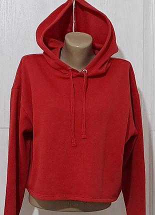Укороченное худи h&amp;m оригинал красное кроп кофта оверсайз флис капюшон divided m толстовка на флисе теплая худи укороченное красное зара zara
