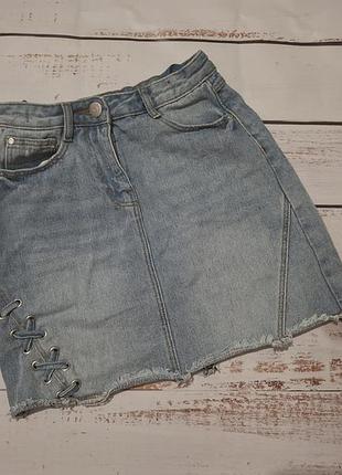 Спідниця для підлітків denim co блакитна джинсова із зав'язками