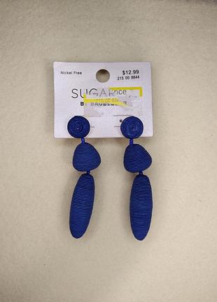 Сережки sugarfix by baublebar довгі вінтажні сині текстиль силікон