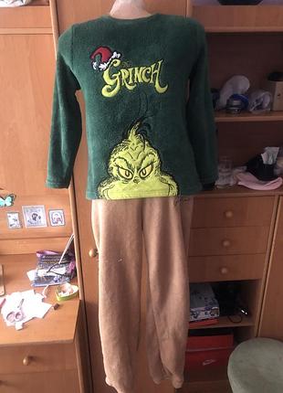 Пижама, комплект, костюм, 9-10 p 140 cм. dr.seuss. grinch.