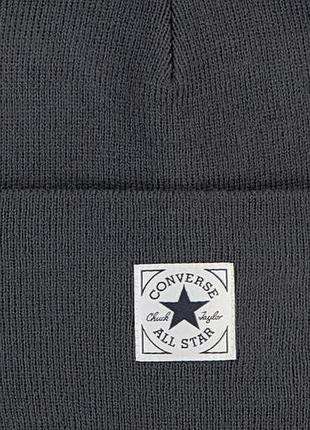 Шапка біні converse графітова в рубчик з відворотом