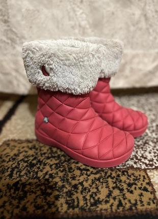 Дитячі чоботи crocs рожеві, високі, 19 см по устілці