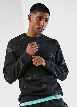Чоловічий світшот reebok чорний на флісі, розмір l
