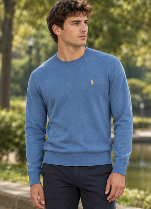 Чоловічий синій светр polo ralph lauren з круглим вирізом