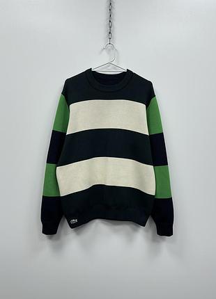 Шикарний светр lacoste live unisex pull reversible cotton knit sweater navy/multicolor