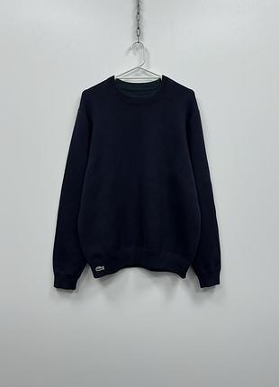 Шикарний светр lacoste live unisex pull reversible cotton knit sweater navy/multicolor