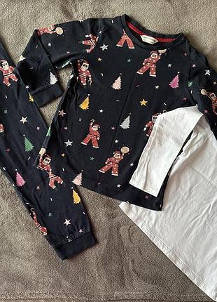 Пижама m&amp;s 5-6 лет 116 см новогодний принт