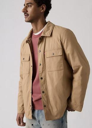 Куртка-сорочка чоловіча levi’s military overshirt бежева, розмір l