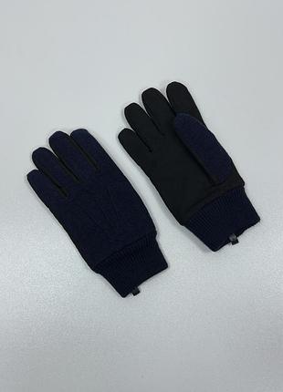 Шикарні рукавиці uniqlo heattech lined tweed gloves blue/black