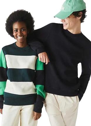 Оригінальний светр lacoste live unisex pull reversible cotton knit sweater navy/multicolor