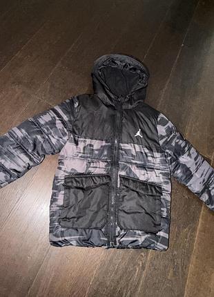Куртка для підлітка nike jordan air стьобана з капюшоном камуфляжна чорно-сіра