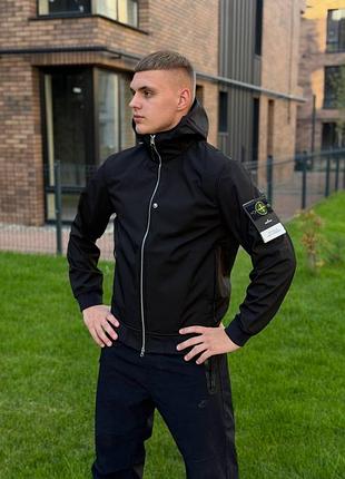 Куртка чоловіча stone island soft shell-r чорна