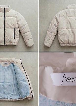 Куртка жіноча aksan бежева екошкіра коротка дута s 42