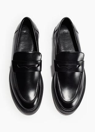 Классические черные лоферы h&amp;m на массивной подошве (размер eur 39 / 25.5 см)