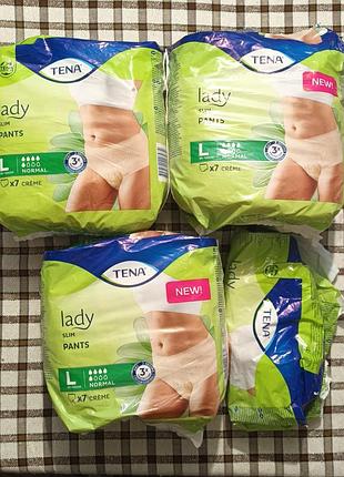 Підгузки-трусики для дорослих tena lady slim pants l normal бежеві