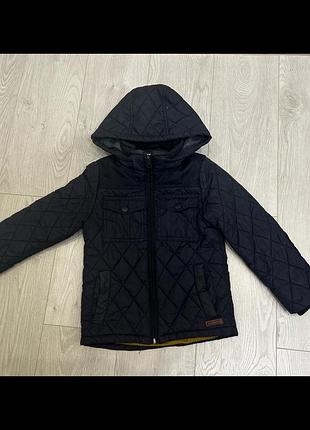 Куртка дитяча zara стьобана з капюшоном синя на 6/7 років 116см