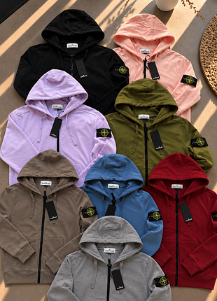 Худі stone island на блискавці з капюшоном