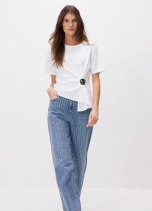 Джинси жіночі reserved wide-leg сині зі стразами 38 розмір
