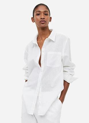 Жіноча біла лляна сорочка h&m