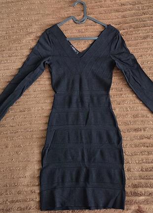 Короткі сукні mango basics чорна в рубчик xs-s 4