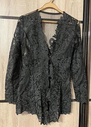 Жіночий мереживний костюм чорний s/m