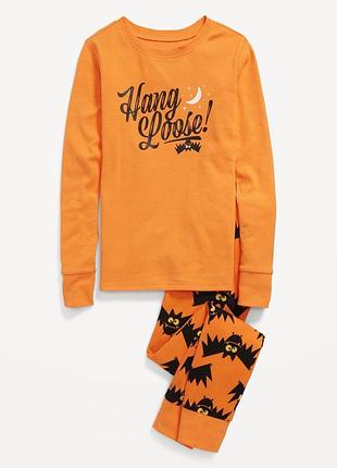 Детская пижама old navy хелловин "hang loose!" / оранжевый комплект с летучими мышками