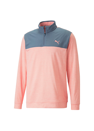 Чоловіча спортивна толстовка на короткій блискавці puma cloudspun colorblock  теплий пуловер