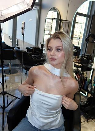 Топ жіночий zara атласний білий