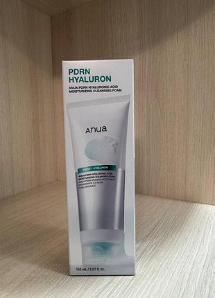 Anua pdrn hyaluronic acid moisturizing cleansing foam – зволожуюча пінка для вмивання з pdrn 150 мл
