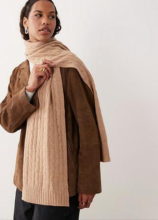 U.s. polo assn. beige cable-knit scarf шарф косы из  новых коллекций /0000h/