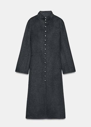 Длинное пальто с шерстью zw collection