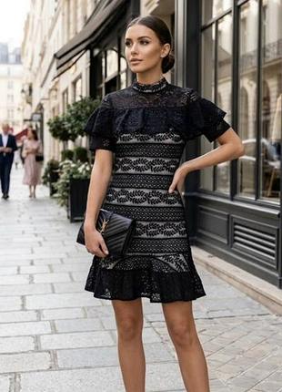Платье женское праздничное, вечернее, коктейльная parisian кружевная черная s