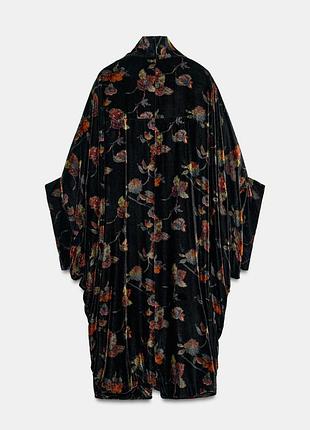 Бархатное пальто с принтом zw collection 2