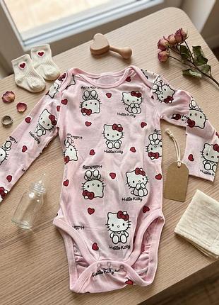 Боді для дівчаток hello kitty рожеве з довгим рукавом